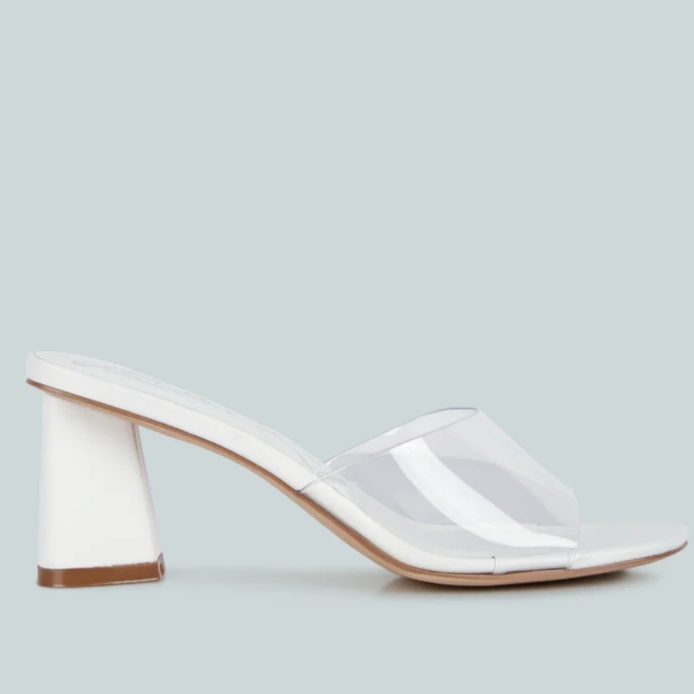 London Rag Womens eugnie clear straps block heel sandals Sz 7